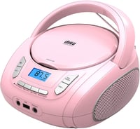 WISCENT Hordozható CD Lejátszó Gyerekeknek - Bluetooth, FM Rádió, USB, AUX és Fejhallgató Csatlakozóval, Rózsaszín Boombox Otthoni és Kültér 1