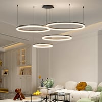Mikeru 4 Gyűrűs Mennyezeti Lámpa, 30-80 cm Modern Függőlámpa, 10-100% Fényerőszabályzás, 3000K-6000K Állítható Színhőmérséklet, Távirányítós 7