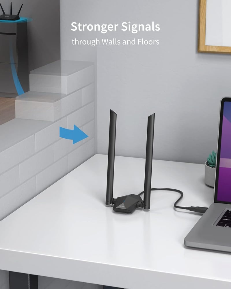 ioGiant WiFi 6 AX1800 USB adapter PC-hez, nagy hatótávolságú, Windows 10/11