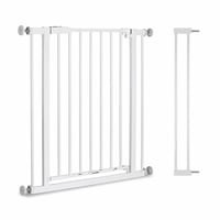 Poartă de siguranță hauck Open N Stop 2, albă, 84-89 cm, cu extensie de 9 cm - utilizată, urme ușoare de uzură — lipsește 1 șurub (stare: vezi a 2-a fotografie) 1