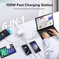 Zomvan 100W USB-C Gyorstöltő 6 Portos - 3 USB-C és 3 USB-A Töltőállomás iPhone 16/15/14, Samsung S24/S23, iPad és Okostelefonok Számára

AI: 2