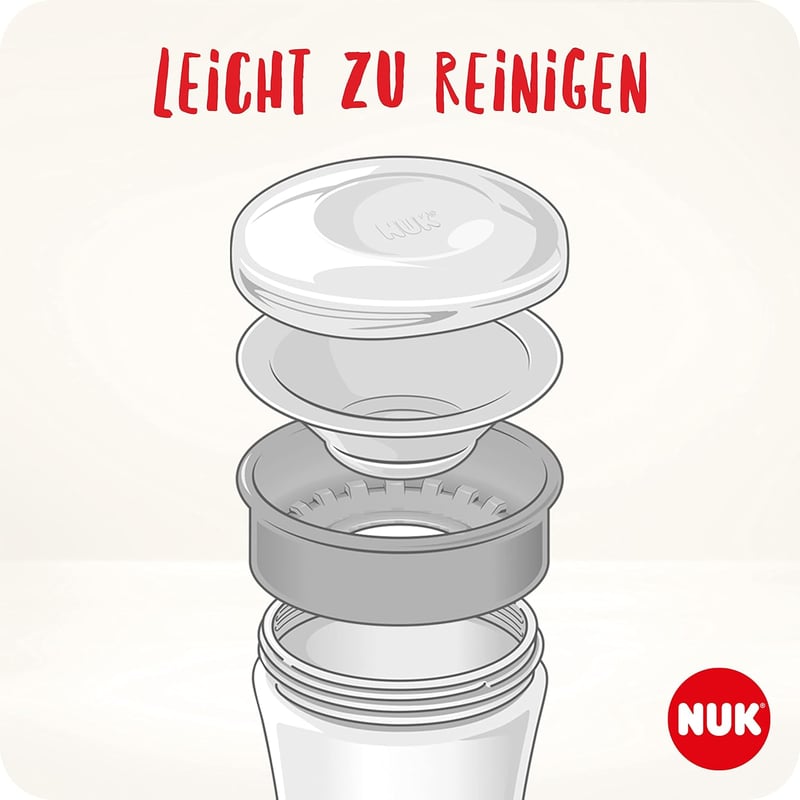 NUK Magic Cup Tanulópohár | 230 ml | Szivárgásmentes 360° Ivóperem | 8+ Hónapos Kortól | BPA-mentes | Piros | 2 db-os Csomag