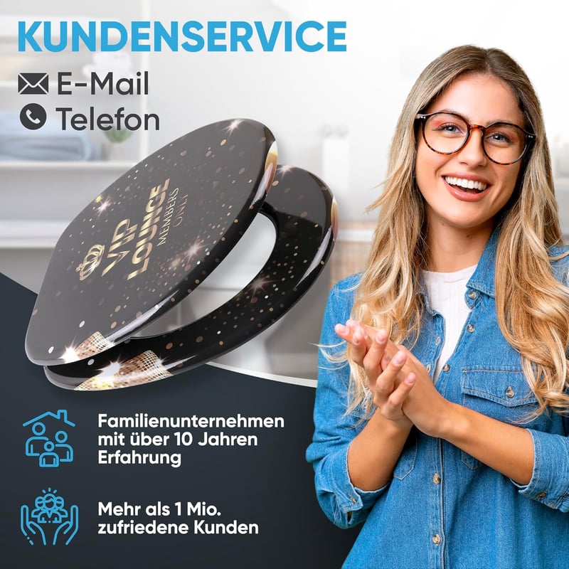 Sanilo Fa WC Ülőke Soft-Close Funkcióval - Ovális, Fekete VIP Lounge Dizájn, Tartós Minőségi Faanyag, Szerelési Kellékekkel, 2,7 kg