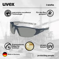 Uvex i-works védőszemüveg, páramentes, karcálló, UV400, antracit-szürke 5