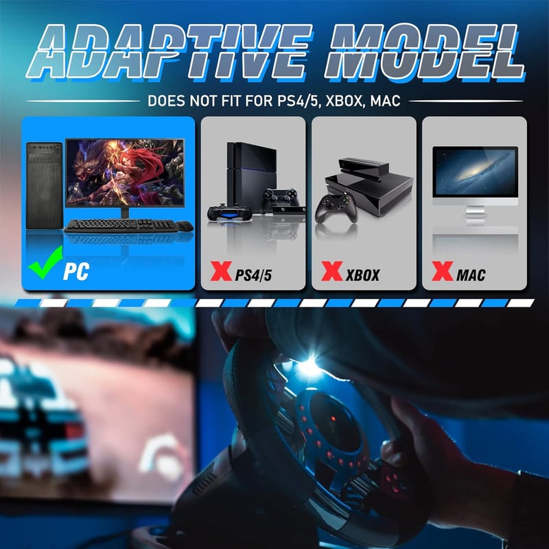 Easyhomie USB kézifékes szimulátor PC-s autóverseny játékokhoz - Logitech G27/G29/T300 kompatibilis (kék)