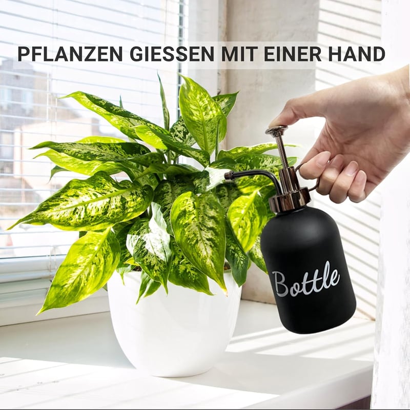 BIKALAN Üveg Permetező Palack Pozsgás Növényekhez - 350 ml Matt Fekete-Fehér Retro Dizájn Virágokhoz, Kaktuszokhoz, Irodai és Kerti Használa