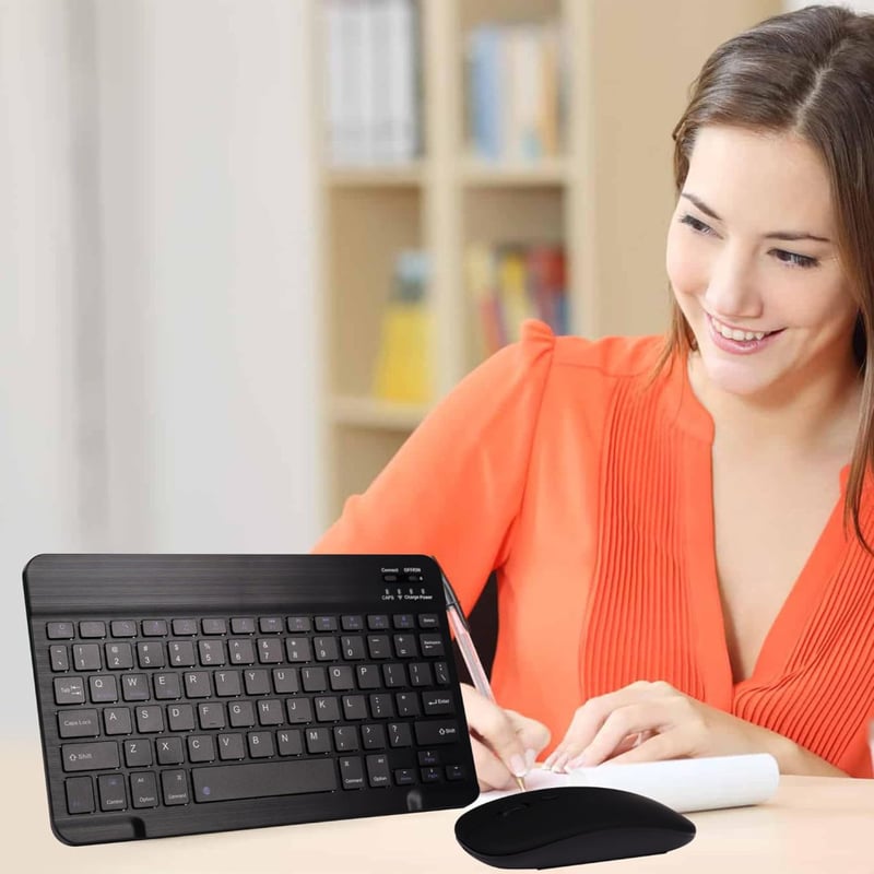 Bluetooth Vezeték Nélküli Billentyűzet és Egér Szett, Ultravékony Ergonomikus Újratölthető Kombó Apple iPad iPhone Samsung Tablet Android PC
