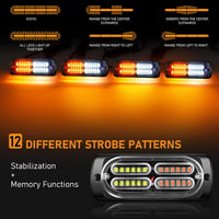 Dinfu 8x24 LED Elülső Villogó Lámpa - Narancssárga-Fehér Stroboszkóp 12V/24V - IP67 Vízálló Figyelmeztető Fény 18 Villogási Móddal Autókhoz, 2
