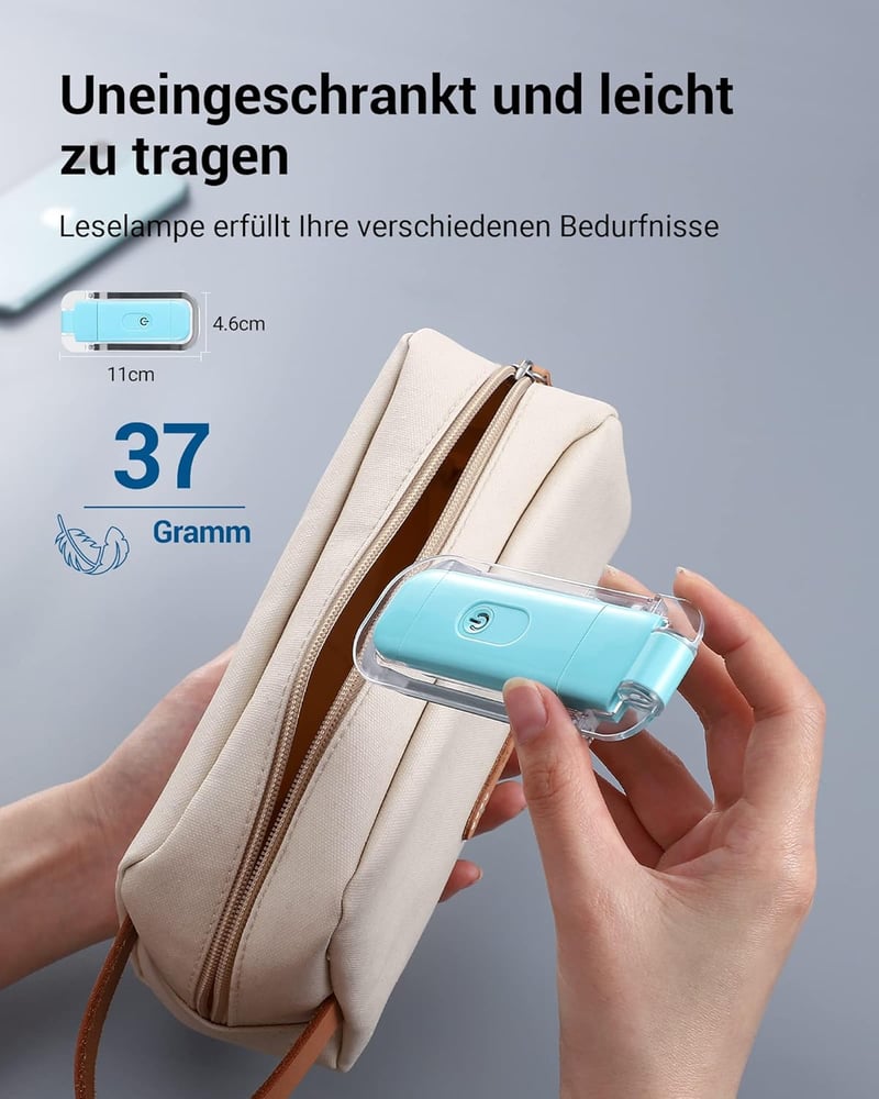 DEWENWILS Olvasólámpa Csipesszel - USB Tölthető Könyvlámpa 2 Fényerőszinttel, Meleg Fehér Fény, Állítható, Könnyű Hordozható Olvasófény Gyer