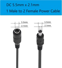 GINTOOYUN DC Tápkábel Elosztó, 5.5x2.1mm 1 Apa - 2 Anya Adapter, Biztonsági Kamerákhoz, Routerekhez, DVR Rendszerekhez, 12V 100W (2 db) 2