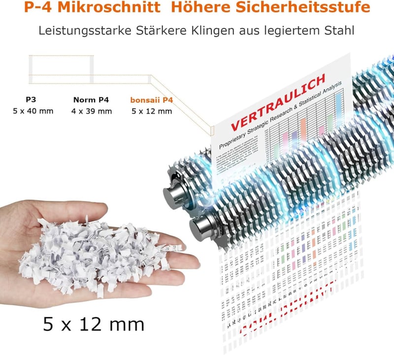 Bonsaii C266-B P4 Mikrovágású Iratmegsemmisítő, 12 Lapos Kapacitás, 60 Perces Működés, 16L Tartály, 4 Görgős Rendszer, Otthoni és Irodai Has