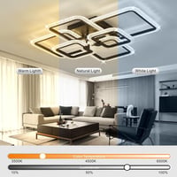 HiHiHomy LED Mennyezeti Lámpa - 6 Négyzetes Keret, Távirányítós, Szabályozható Fényerő, 3000K-6500K, Fekete, Modern Kristály Dizájn, 3000 Lu 4