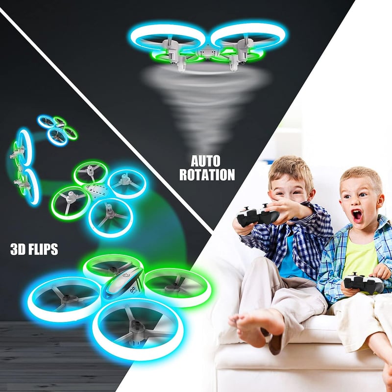 AVIALOGIC Q9s Gyerek RC Helikopter Drón Kék-Zöld Fényekkel, 360° Forgással, Magasságtartással és Headless Móddal - Tökéletes Ajándék Fiúknak