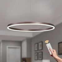 YYUTLUO Modern Kör LED Csillár - Barna Arany, 60 cm, 29W, Távirányítós Fényerőszabályzás, Alumínium-Akril, Nappali Mennyezeti Lámpa 1