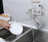 SkyPanda Fali Konyhai Csaptelep 4 Üzemmóddal - 360° Forgatható, 23 cm Kifolyócsővel, Kihúzható Zuhanyfejjel, Rozsdamentes Acél, Szálcsiszolt 8