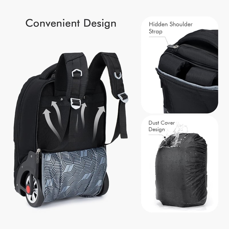 BAGZY Gurulós Hátizsák 45x36x20 cm - Kétkerekű Laptoptáska 15.6" Méretű Laptophoz, EasyJet Kézipoggyász Méretű Utazótáska Biztonsági Zárral
