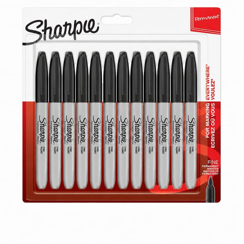 Súprava čiernych permanentných fixiek Sharpie Fine Point, tenký hrot — 11-dielna sada