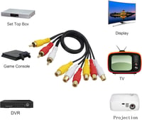 GINTOOYUN Audió-Videó Elosztó Kábel - 3 RCA Dugó 6 RCA Aljzatra - 3m Aranyozott Kompozit AV Hosszabbító TV, DVD, Set-Top Box Készülékekhez 4