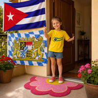 Pachet decorativ festiv: 1x steag Cuba + 1x steag Bavaria + 1x tricou copii + 1x preș floral 1