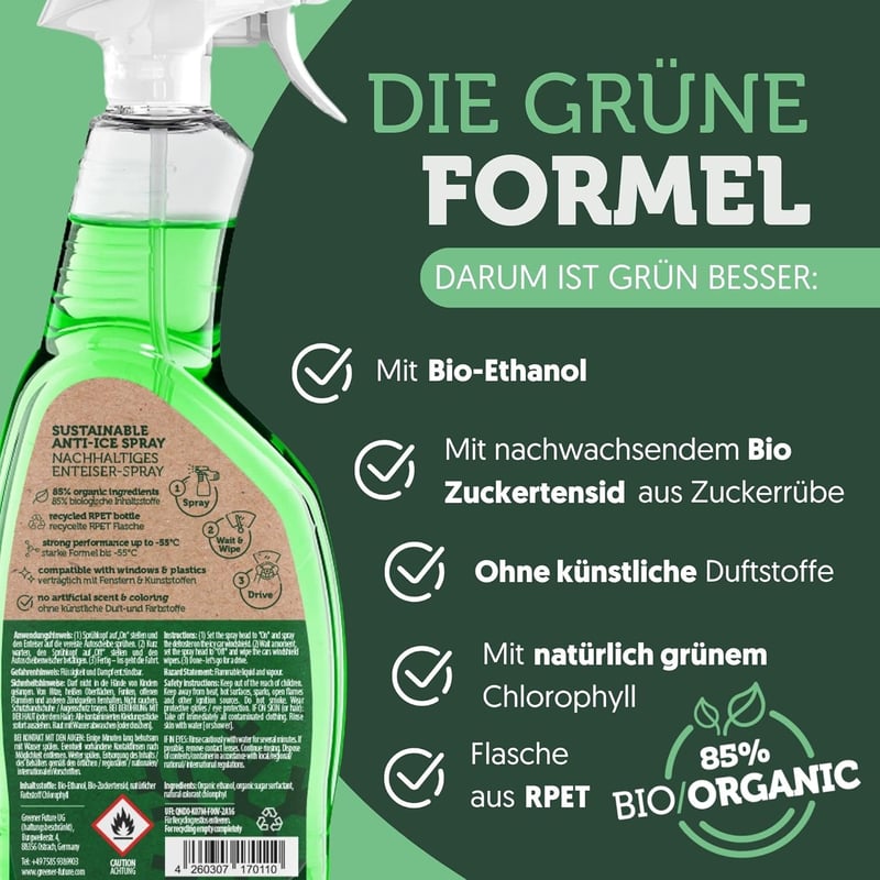 Greener Future Bio Jégoldó Spray Autóüvegre 750ml - Környezetbarát, Hatékony (3 db)