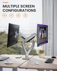 ErGear Dupla Monitortartó 13-32" Képernyőkhöz, Gázrugós Technológia, Teljes Mozgástartomány, ±45° Döntés, 180° Forgatás, VESA 75/100, 8kg Te 6