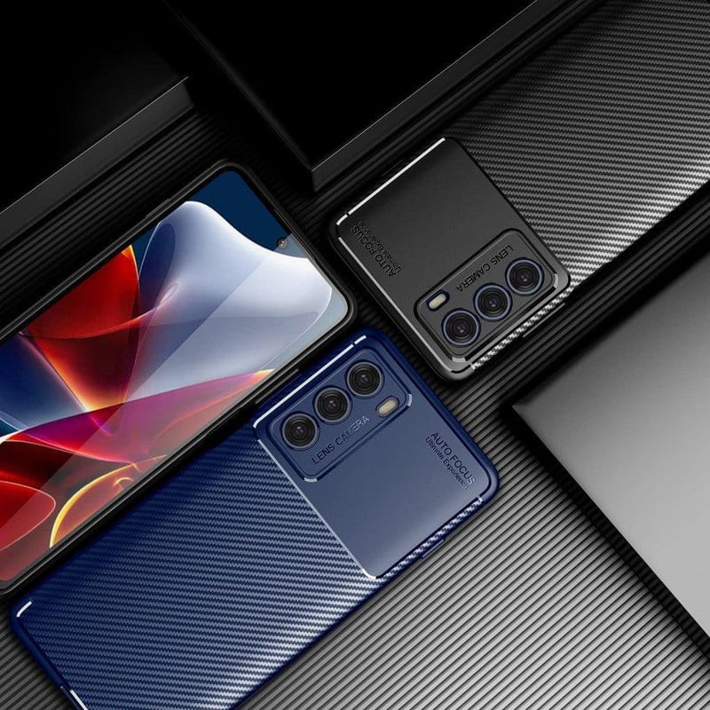 Motorola G200 5G szénkék tok - Szénszálas, ütésálló védőtok