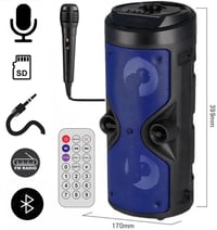 JBL Karaoke Bluetooth hangszóró LED fényekkel, FM rádióval, kék 2