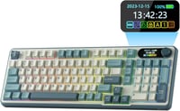 RK ROYAL KLUDGE S98 Mechanikus Billentyűzet Okos Kijelzővel, 96% Vezeték Nélküli, Bluetooth/2.4G/USB-C, Hot-Swap, 98 Gombos, Égkék - Linearer Creme Schalter, sky blue 1