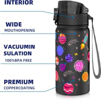GOPPUS 420ml-es Gyerek Termosz Szívószállal - BPA-mentes, Szigetelt Acél Kulacs Óvodásoknak 4