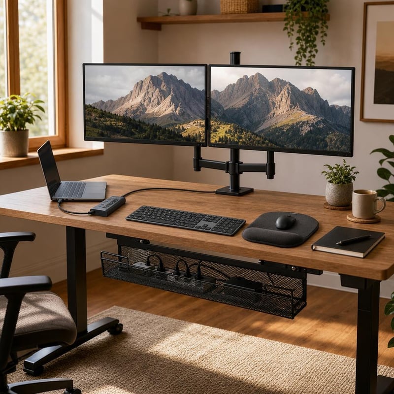 Smart kancelársky set: 1x USB-C hub + 1x set klávesnice a myši + 1x podložka + 1x držiak + 1x organizér