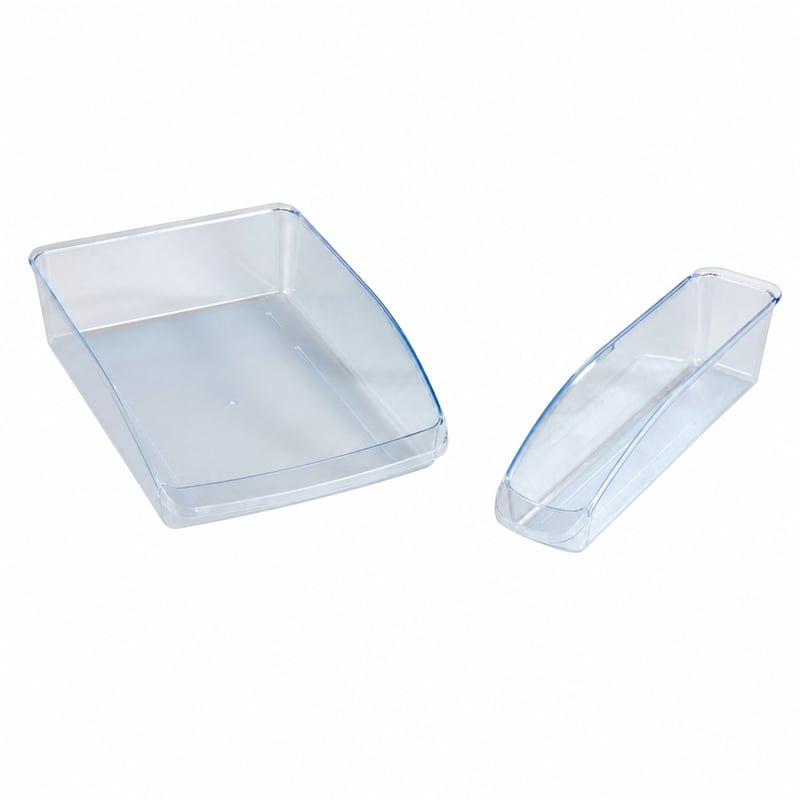 Set 3 organizatoare frigider WENKO, PET transparent — defect, pentru piese: 1 din 3 este rupt (stare: vezi a 2-a poză)