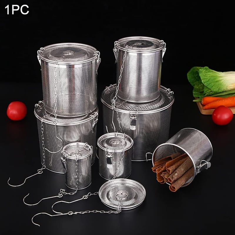 Rozsdamentes acél teaszűrő hosszú lánccal, 14 cm-es