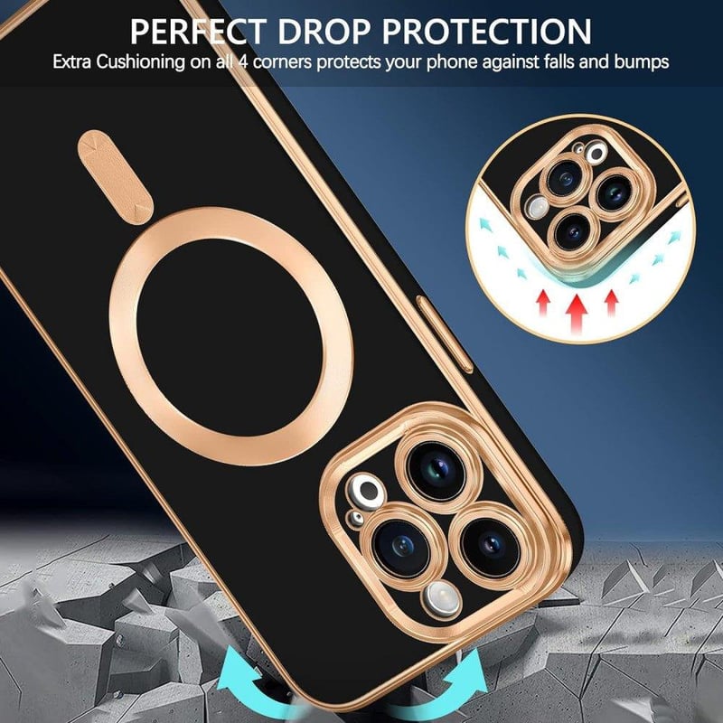 Apple iPhone 14 Pro Max MagSafe Mágneses Tok Fekete-Rosegold