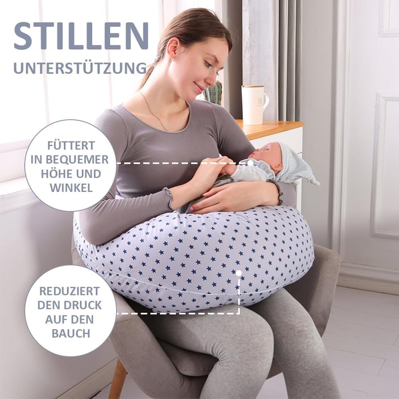 Chilling Home XXL 2 az 1-ben kék terhességi és szoptatós párna, levehető huzattal