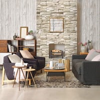 myforHD Öntapadós Vintage Téglamintás Tapéta - Bézs Kőmintás Dekoráció Falra, Bútorra, Ajtóra - Vízálló PVC Falmatrica (45 x 300 cm) 3