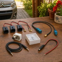 Hifibekötő mentőcsomag: 4 db hangszóróadapter + Fakra–SMB antenna + antennaaljzat + AUX + 2 db DC-kábel 1