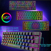 Kompakt 60% RGB Gamer Billentyűzet, Kék Kapcsolós, 62 Gombos, USB-C, Kék 5