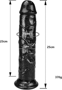 Óriási 25cm-es Fekete Realisztikus Dildó Tapadókoronggal - XXL Méretű G-pont és Anális Stimuláló 2