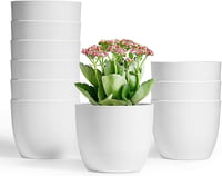 T4U 12cm-es Önöntöző Virágcserép Szett 10db - Fehér Műanyag Orchideákhoz, Bazsalikomhoz és Fűszernövényekhez, Bel- és Kültérre 1