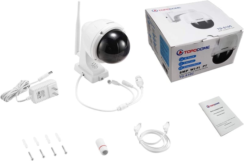 Topodome Technology 5MP Kültéri WiFi Biztonsági Kamera, 940nm IR Éjjellátó, 355°/90° Forgatható, Személykövetés, Kétirányú Hang, 32GB MicroS