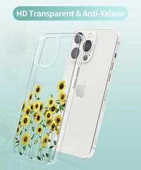 iPhone 14 Pro Max Átlátszó Napraforgós Szilikon Tok Fóliákkal 8