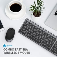 iClever vezeték nélküli billentyűzet és egér szett - ergonomikus, újratölthető, állítható DPI 7