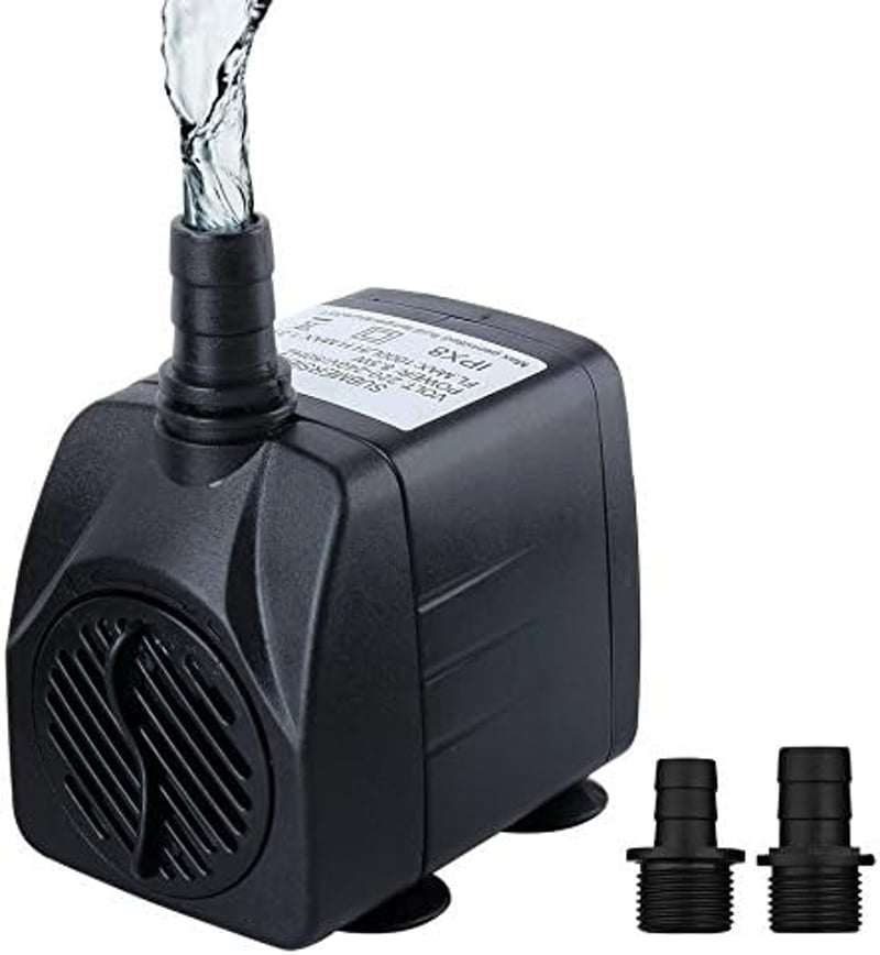 Cadrim 25W Vízpumpa Akváriumokhoz - 1200L/H Teljesítményű Merülő Szivattyú Szökőkutakhoz és Tavakhoz, 2m Emelőmagasság, Fekete