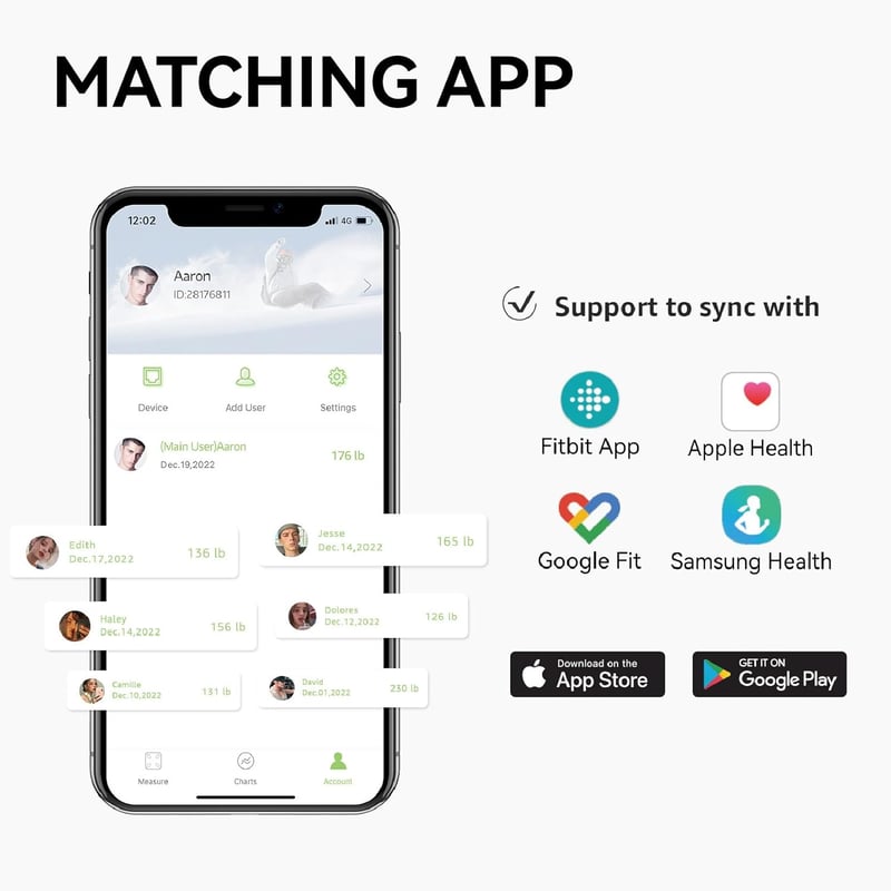 Fiar okos digitális testösszetétel-mérleg BMI és izomtömeg méréssel, applikációval