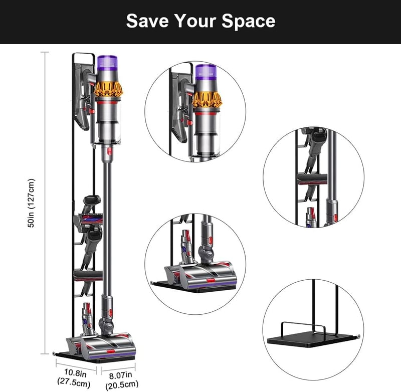 Dyson porszívó állvány kerekekkel - V15, V11, V10, V8, V7, V6 kompatibilis, fúrás nélkül