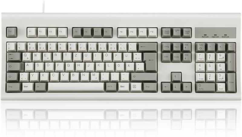 Perixx PERIBOARD-106M Retro USB Billentyűzet - Ergonomikus, Teljes Méretű, Szürke-Fehér