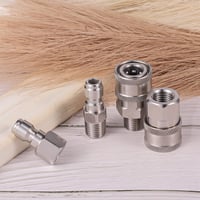 SAVITA Nagynyomású Mosó Gyorscsatlakozó Készlet - 4 db Rozsdamentes Acél NPT 1/4" Belső-Külső Menetes Adapter 5000 PSI-ig, Ezüst 3