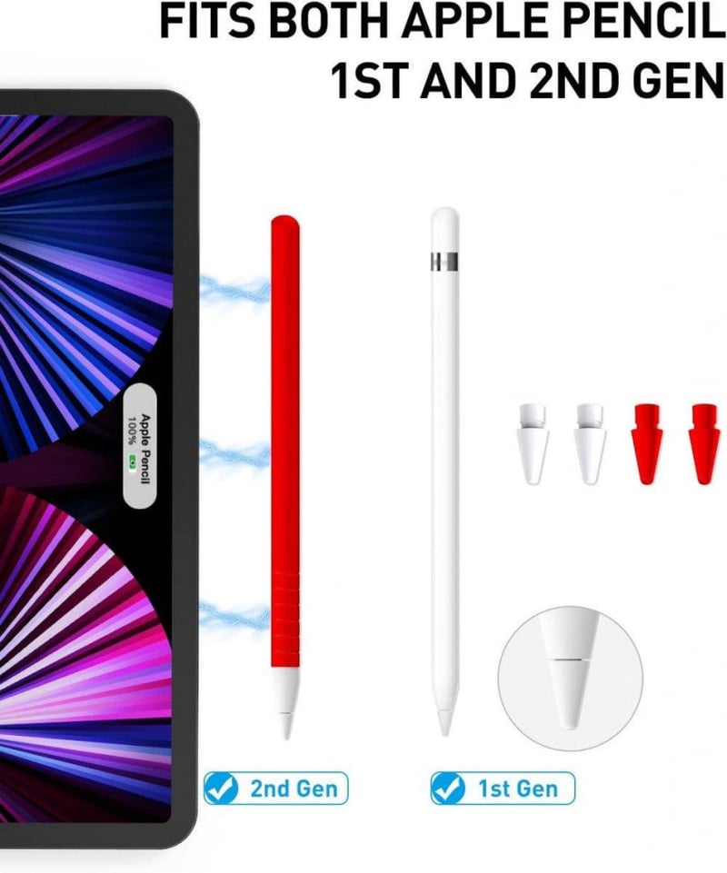 Apple Pencil Cserehegyek Szilikon Tokkal - Kompatibilis Kiegészítő Szett