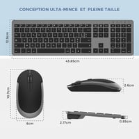 Seenda Vezeték Nélküli Billentyűzet és Egér Szett - Újratölthető, Ultravékony, Csendes, Szilikon Védővel - PC/Laptop/Smart TV - AZERTY 4