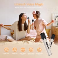 TONOR Mini Karaoke Gép 2 Vezeték Nélküli Mikrofonnal, Hordozható Bluetooth Hangszóró Gyerekeknek, LED Fényekkel 5